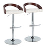 Grotto - Adjustable Barstool - Chrome Metal, Mahogany Wood