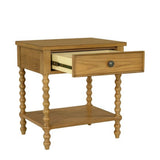 Traditional Durable Nightstand Table With Drawer And Shelf