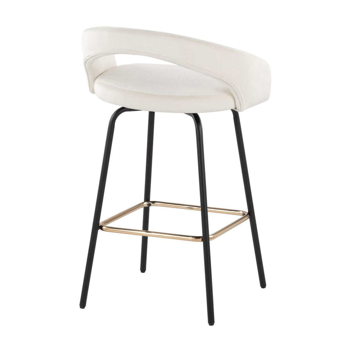 Grotto - Upholstered Fixed-Height Counter Stool - Black Metal