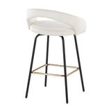 Grotto - Upholstered Fixed-Height Counter Stool - Black Metal