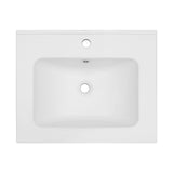 Rectangular Single Vanity Top With 1 Faucet Hole And Overflow Ceramic