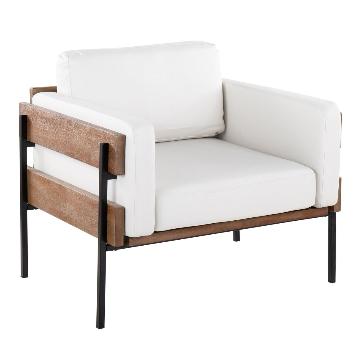 Kari - Farmhouse Accent Chair - Black Metal, Brown Wood