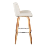 Santi - 30" Fixed-Height Barstool With Swivel And Round Chrome Metal Footrest (Set of 2) - Zebra Wood