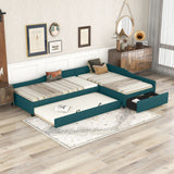 Upholstered Double Daybed With Trundle And Drawer