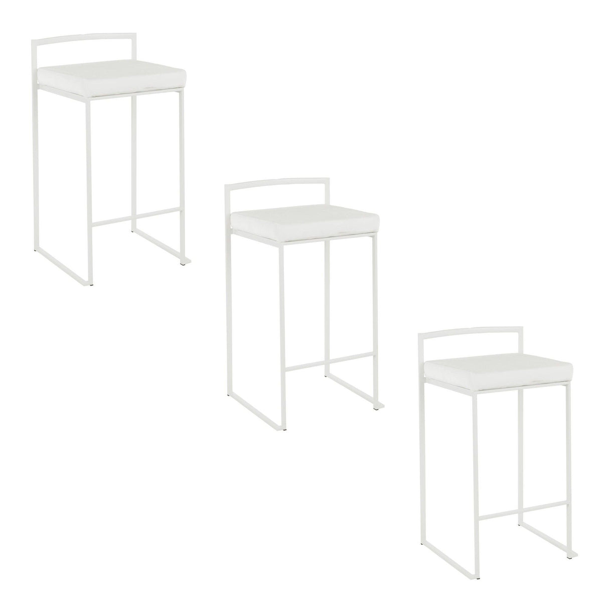 Fuji - Contemporary Stackable Counter Stool (Set of 2) - White Frame