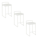 Fuji - Contemporary Stackable Counter Stool (Set of 2) - White Frame