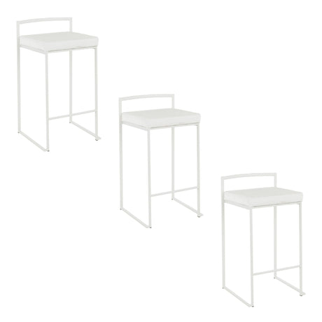 Fuji - Contemporary Stackable Counter Stool (Set of 2) - White Frame