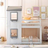 Bunk Bed Wood Bed & Roof, Window, Guardrail, Ladder