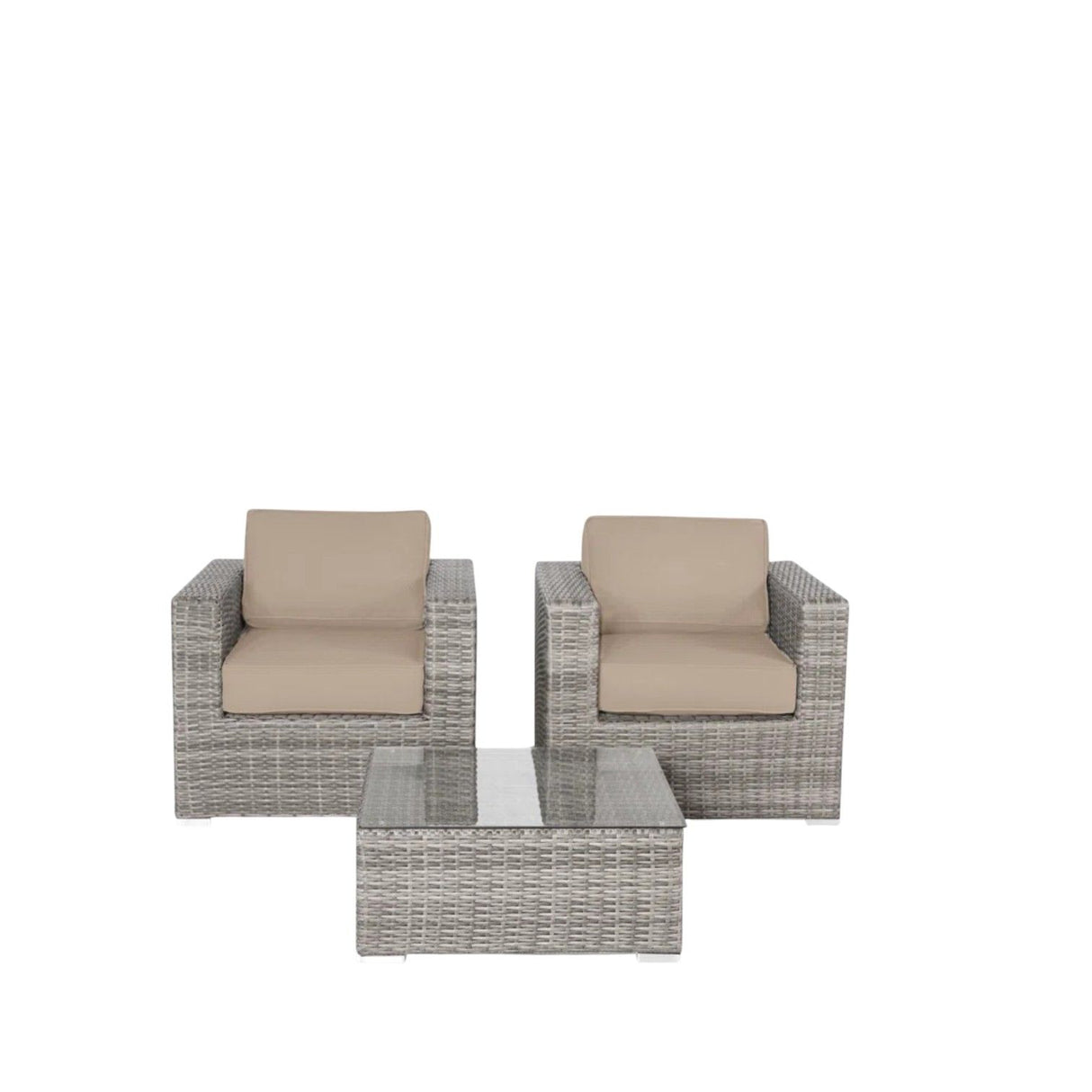 Wicker Seating Group Set With Table And Cushions