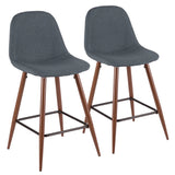 Pebble - Counter Stool - Walnut Wood And Blue (Set of 2)