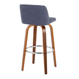 Toriano - Mid Century Modern Fixed Height, Barstool With Swivel With Round Footrest (Set of 2)