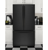 GE GNE27JGMBB - 36 in. 27 cu. ft. French Door Refrigerator with Internal Water Dispenser - Black