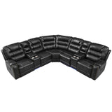 Manual Reclining Sectional Sofa Set, L Shaped Symmetrical Motion Sofa Corner Couch Sets With Storage Boxes, 4 Cup Holders And LED Light Strip For Living Room