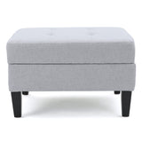 Storage Ottoman With Birch Wood Legs And Cushioned Top For Comfort