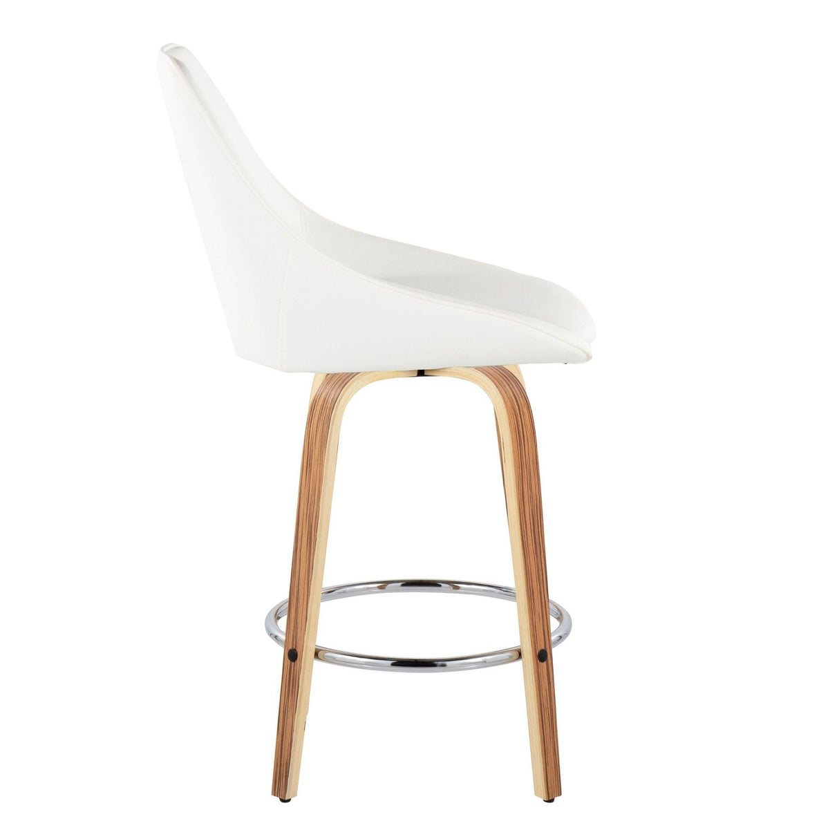 Diana - 26" Fixed-Height Counter Stool With Swivel And Round Chrome Metal Footrest (Set of 2) - Zebra Wood