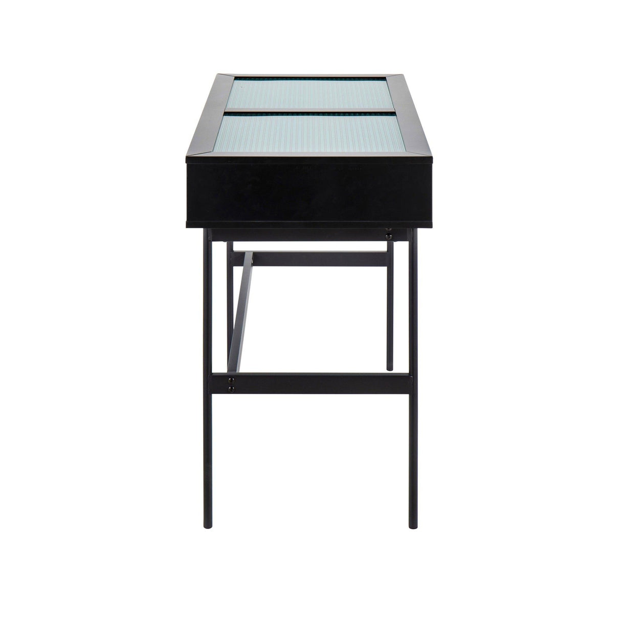 Emery - Console Table - Black Wood, Black Steel, And Glass Top