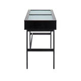Emery - Console Table - Black Wood, Black Steel, And Glass Top