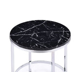 Virlana - End Table - Faux Black Marble Top & Chrome