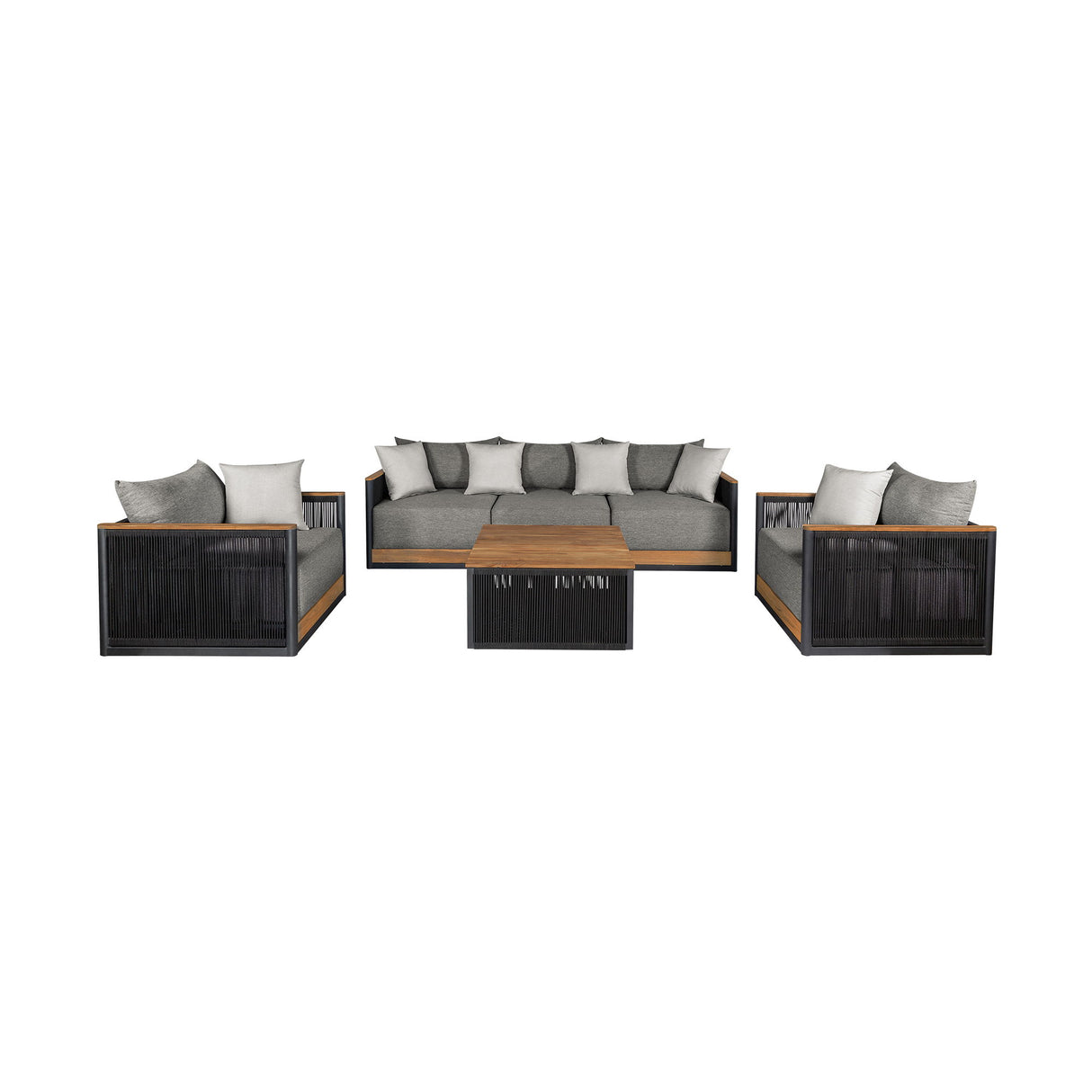 Artesia - 4 Piece Outdoor Patio Conversation Set - Teak / Dark Gray