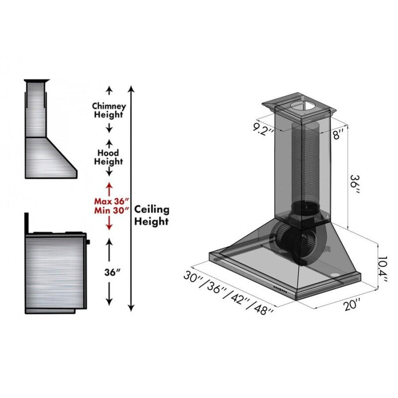 Designer Series Wall Mount Range Hood (8KBE) - 30 inch - (8KBE30) -