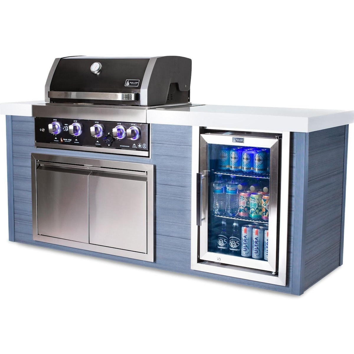 Mont Alpi Artwood Series 6.5 Ft Propane Outdoor Kitchen Island w/ 4-Burner Grill - MA400-AWBSS