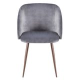 Luna - Contemporary Dining / Accent Chair (Set of 2) - Walnut With Gray Velvet