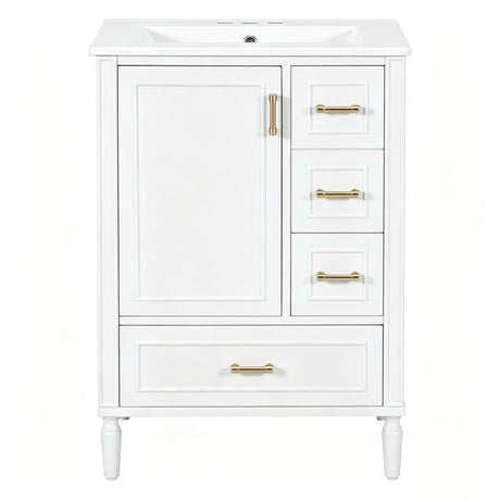 Modern Bathroom Vanity With Sink, Soft Close Doors, 3 Drawers