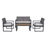 4 Piece Patio Furniture Set With Acacia Wood Table Top And Cushions