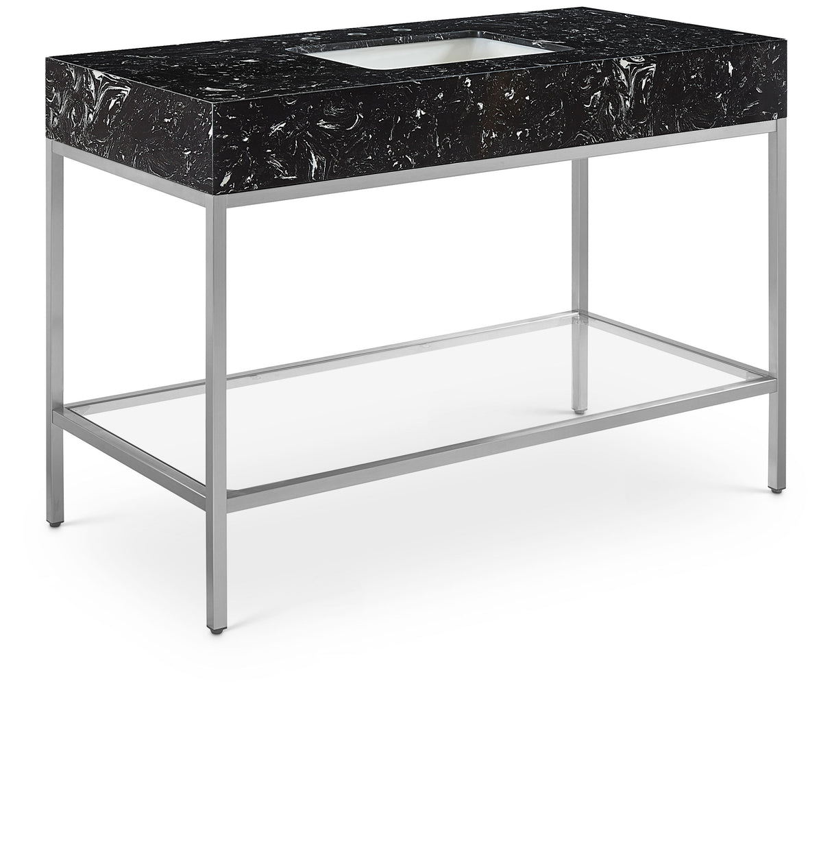 Marmo - Engineered Marble Bathroom Vanity With Chrome Base