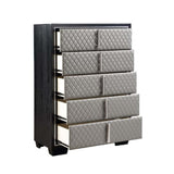 Nicola - Chest - Silver Synthetic Leather & Black
