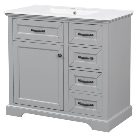 36" Bathroom Vanity With Sink, 2 Tip Out Drawers, Soft Close Hinges