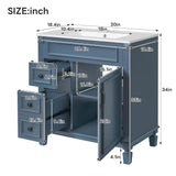 Bathroom Vanity With Sink, Cabinet With 2 Drawers And Adjustable Shelf