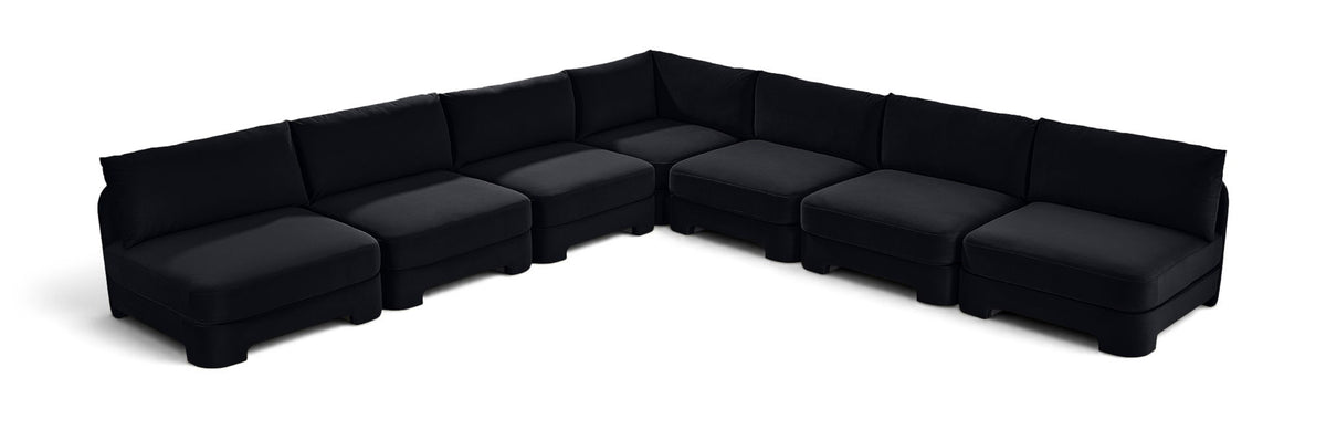 Hammond - Velvet Performance Fabric Upholstered 7 Piece Armless Sectional
