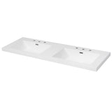 Vanity Top With Undermount Rectangular Double Sinks, Faucet Holes - White
