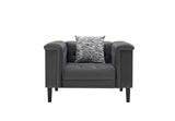 Mary - Tufted Chair With 1 Accent Pillow - Dark Gray