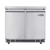 36 in. Commercial Refrigerated Prep Station Cold Table, Stainless-Steel Refrigerator with 6 Pan Storage with Cover and Two Adjustable Shelves (KM-RBT-36C)