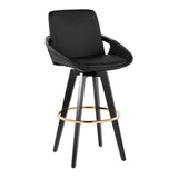 Cosmo - Fixed-Height Barstool (Set of 2) - Black Wood Base, Gold Footrest