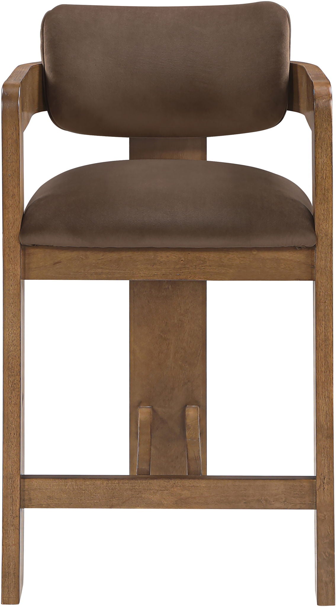 Sacha - Velvet Stool With Brown Base