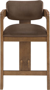 Sacha - Velvet Stool With Brown Base