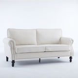 Rolled Arm Sofa With Nailhead Trim With Wooden Legs
