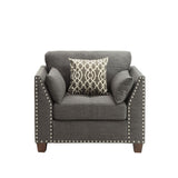 Laurissa - Chair With 3 Pillows - Light Charcoal Linen