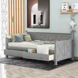 Modern Daybed With 2 Large Drawers, X Shaped Frame