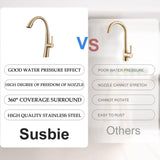 Elegant Single Handle Stainless Steel Pull Out Kitchen Faucet With High Arch Spout