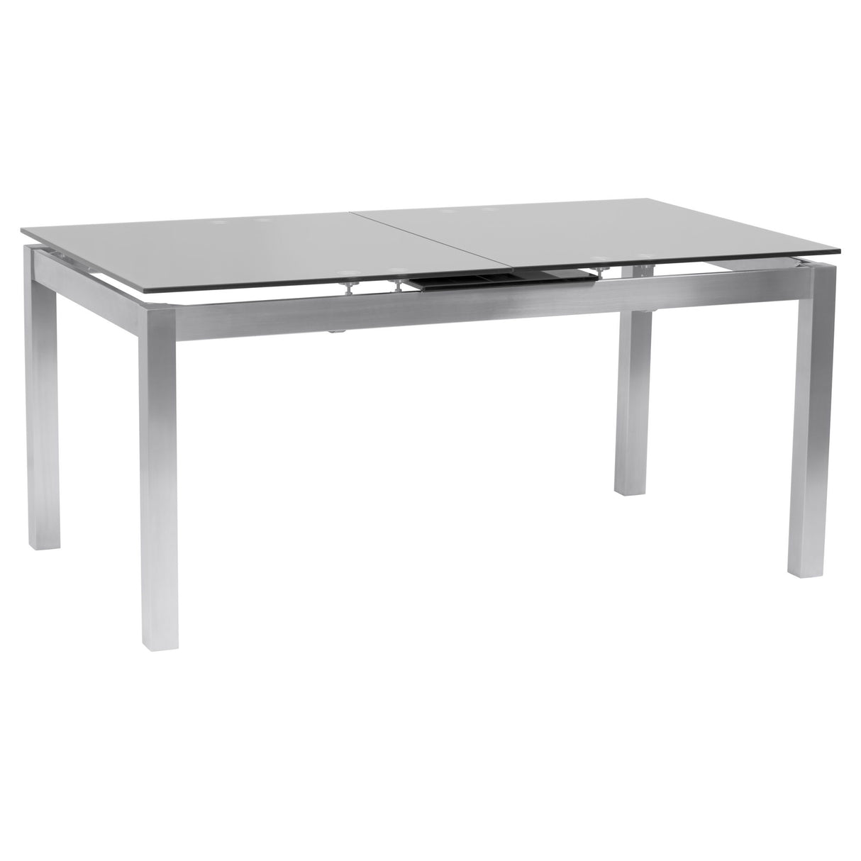 Ivan - Extension Dining Table Tempered Glass Top - Brushed Silver / Gray