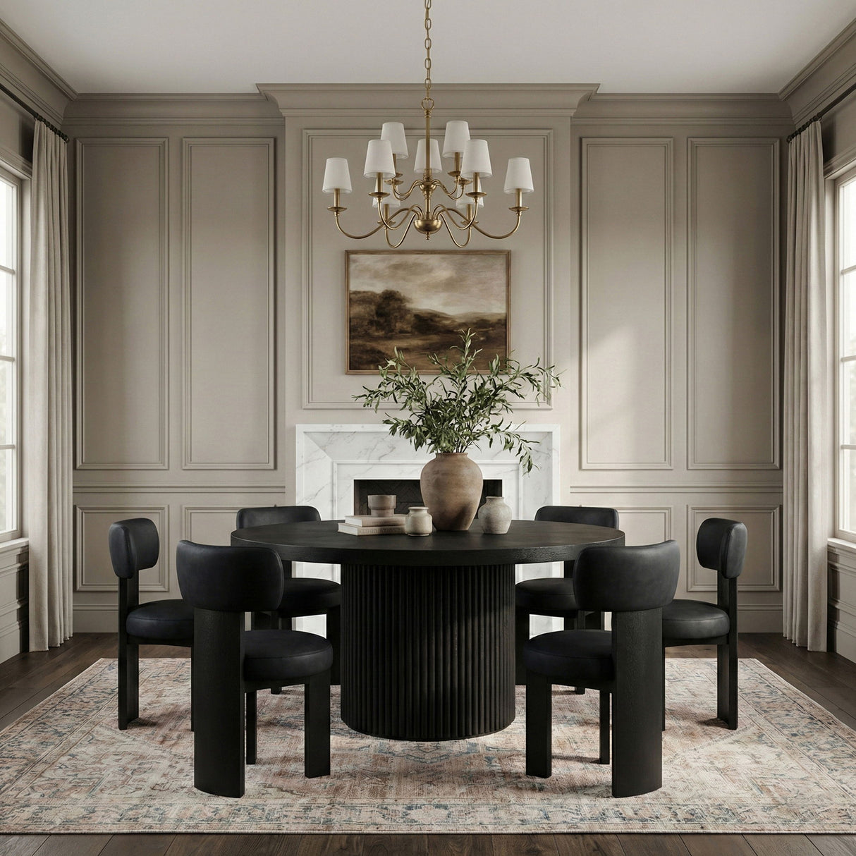 Atelier - Vegan Leather Upholstered Dining Chair (Set of 2) - Black Frame