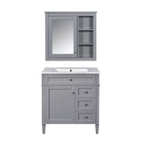 Bathroom Vanity With Top Sink, Freestanding Storage Cabinet With 2 Doors And 3 Drawers, Mirror Cabinet Included - Gray