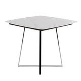Folia - Dinette Table - Chrome Metal, White Textured Marble, Black Wood