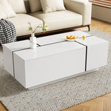 Extendable Coffee Table With 2 Hidden Storage Space And 2 Drawers For Living Room