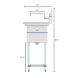 54 in. Three Compartment Stainless Steel Commercial Sink with Faucet and Drainboards, Bowl Size 10"x 10"x 14" SC101410-12B3FA .