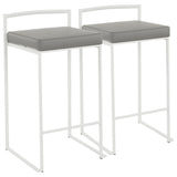 Fuji - Contemporary Stackable Counter Stool (Set of 2) - White Frame